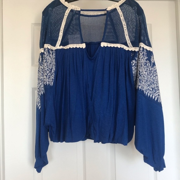 NWT Free People Statement Sleeve Blouse Sz Med - Picture 3 of 8